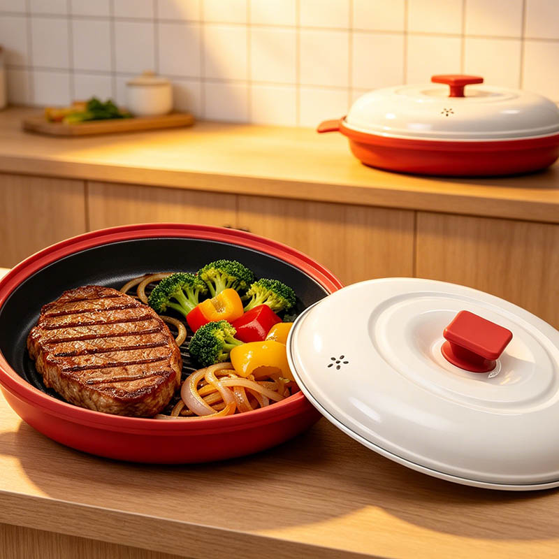 Olla para parrilla de cocción múltiple para microondas de grado alimenticio