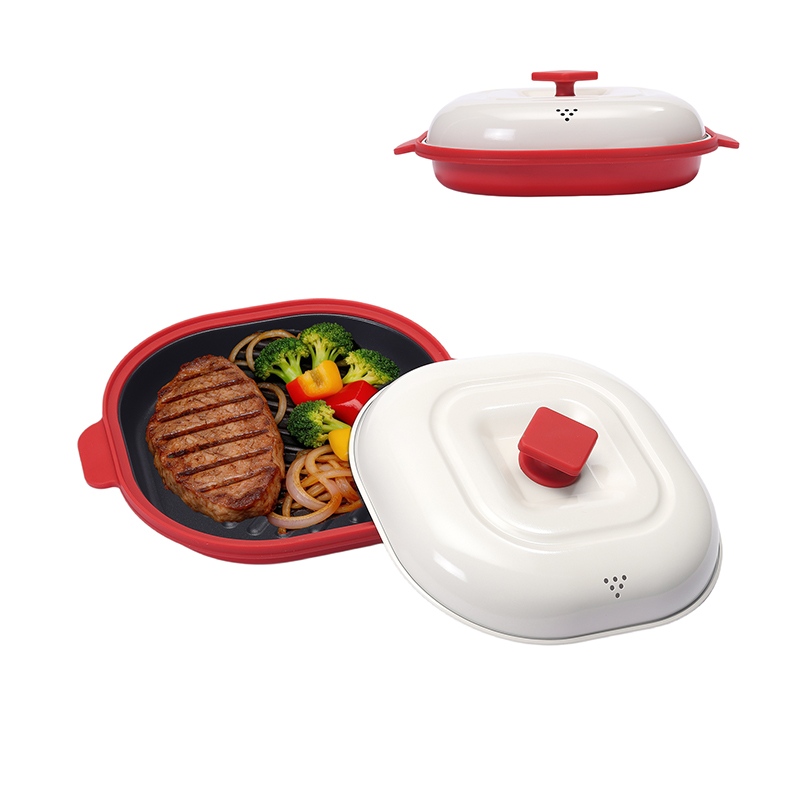 Parrilla para microondas de gran capacidad, olla múltiple