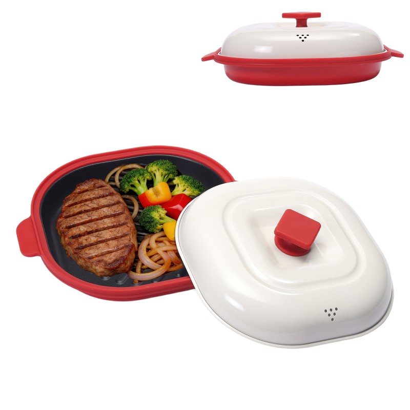 Parrilla de microondas multifuncional con escape de vapor automático inteligente, olla múltiple